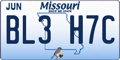 MO license plate BL3H7C