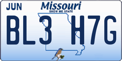 MO license plate BL3H7G