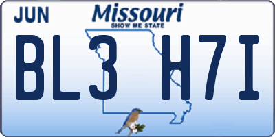 MO license plate BL3H7I