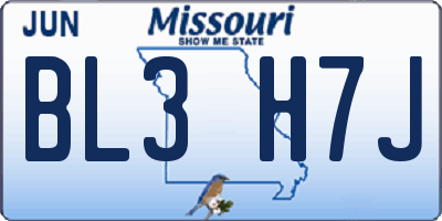 MO license plate BL3H7J