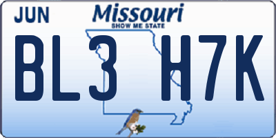MO license plate BL3H7K