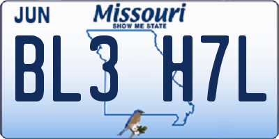 MO license plate BL3H7L