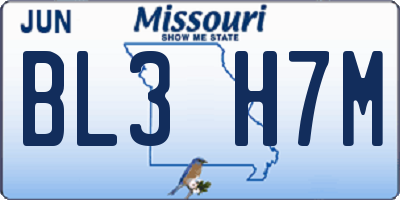 MO license plate BL3H7M