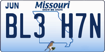 MO license plate BL3H7N