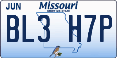 MO license plate BL3H7P