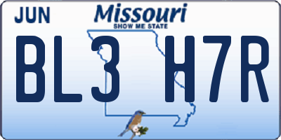 MO license plate BL3H7R