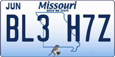 MO license plate BL3H7Z