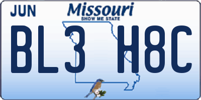 MO license plate BL3H8C