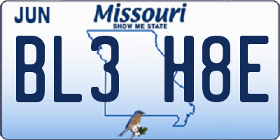 MO license plate BL3H8E