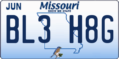 MO license plate BL3H8G