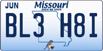 MO license plate BL3H8I