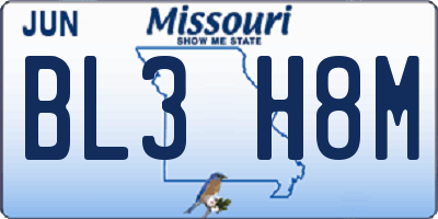 MO license plate BL3H8M