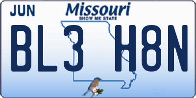 MO license plate BL3H8N