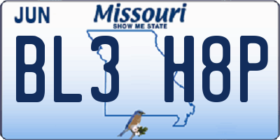 MO license plate BL3H8P