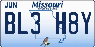 MO license plate BL3H8Y