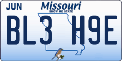 MO license plate BL3H9E
