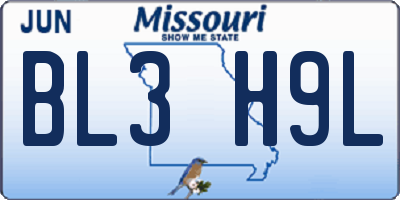MO license plate BL3H9L