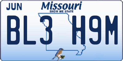 MO license plate BL3H9M