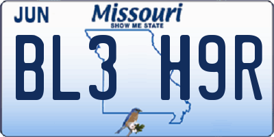 MO license plate BL3H9R