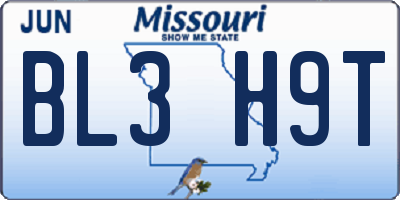 MO license plate BL3H9T