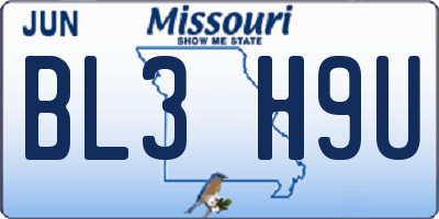 MO license plate BL3H9U