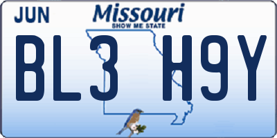MO license plate BL3H9Y