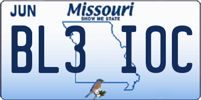 MO license plate BL3I0C