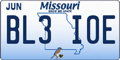 MO license plate BL3I0E