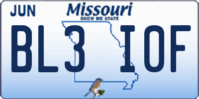 MO license plate BL3I0F
