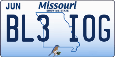 MO license plate BL3I0G