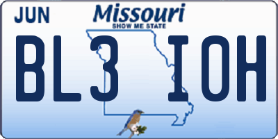 MO license plate BL3I0H