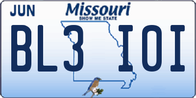 MO license plate BL3I0I