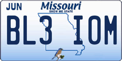 MO license plate BL3I0M