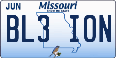 MO license plate BL3I0N