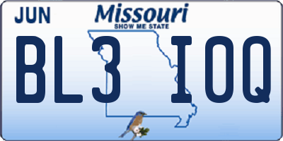 MO license plate BL3I0Q