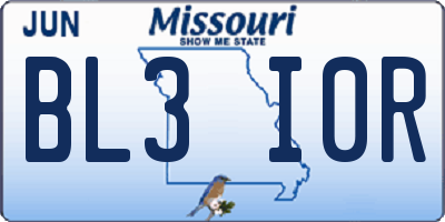 MO license plate BL3I0R