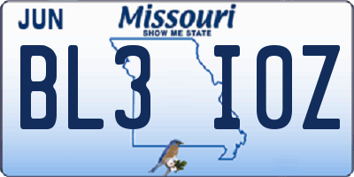 MO license plate BL3I0Z