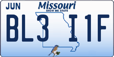 MO license plate BL3I1F