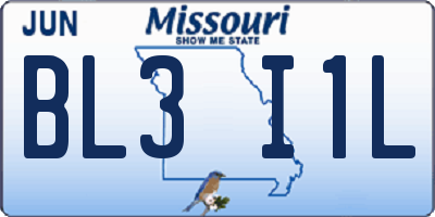 MO license plate BL3I1L