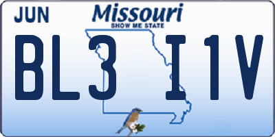 MO license plate BL3I1V
