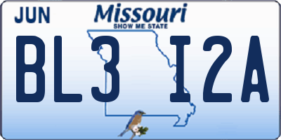 MO license plate BL3I2A