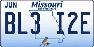 MO license plate BL3I2E