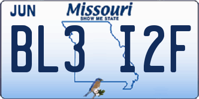 MO license plate BL3I2F