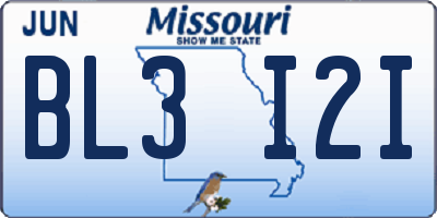 MO license plate BL3I2I