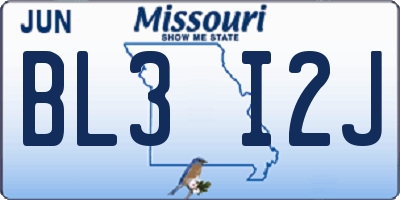 MO license plate BL3I2J