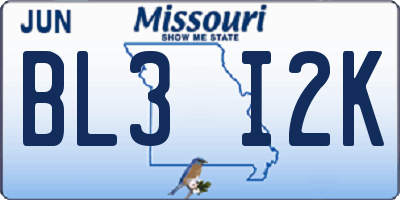 MO license plate BL3I2K