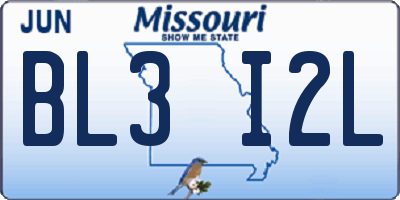 MO license plate BL3I2L