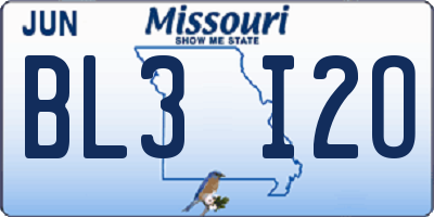 MO license plate BL3I2O
