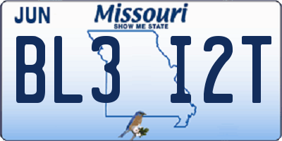 MO license plate BL3I2T