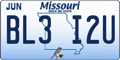 MO license plate BL3I2U